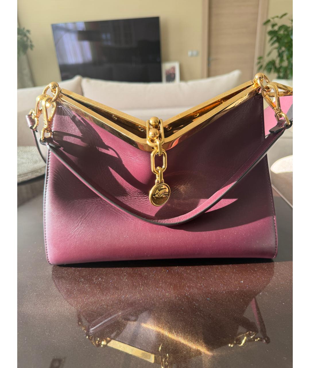 ETRO Бордовая кожаная сумка тоут, фото 3