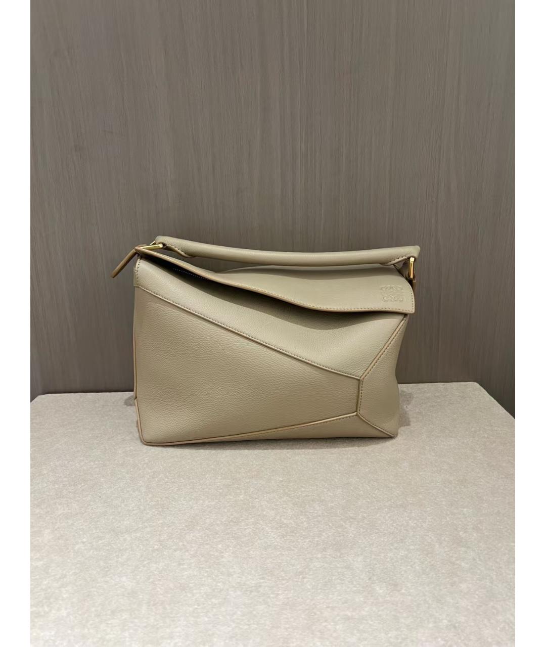 LOEWE Бежевая кожаная сумка через плечо, фото 3