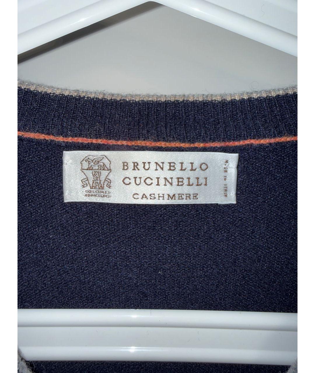 BRUNELLO CUCINELLI Темно-синий кашемировый джемпер / свитер, фото 5