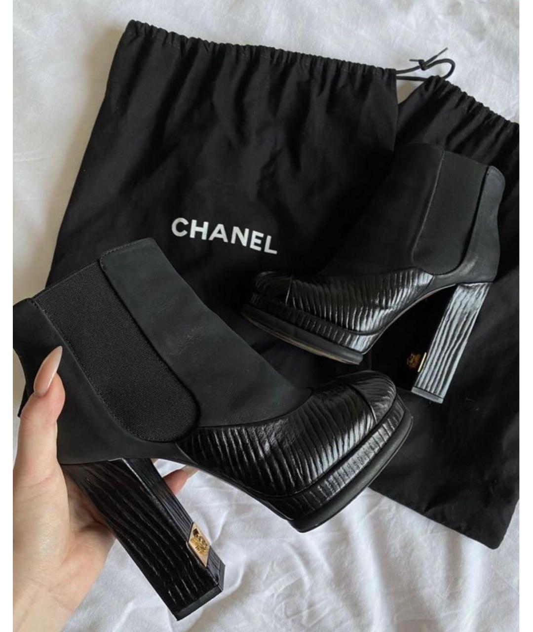 CHANEL Черные кожаные ботильоны, фото 5