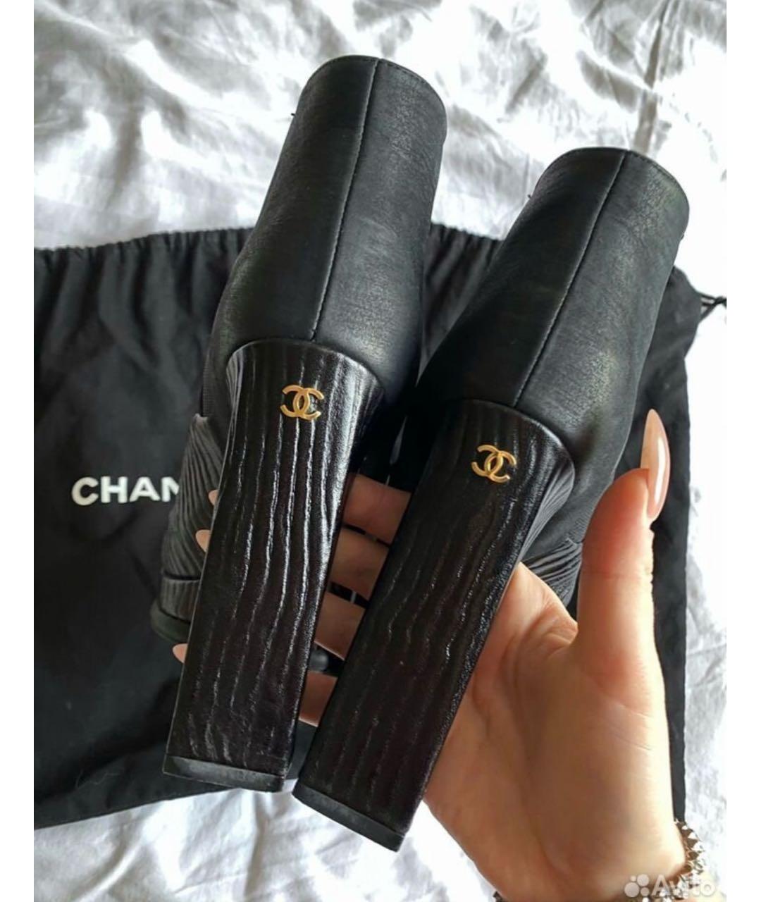 CHANEL Черные кожаные ботильоны, фото 4