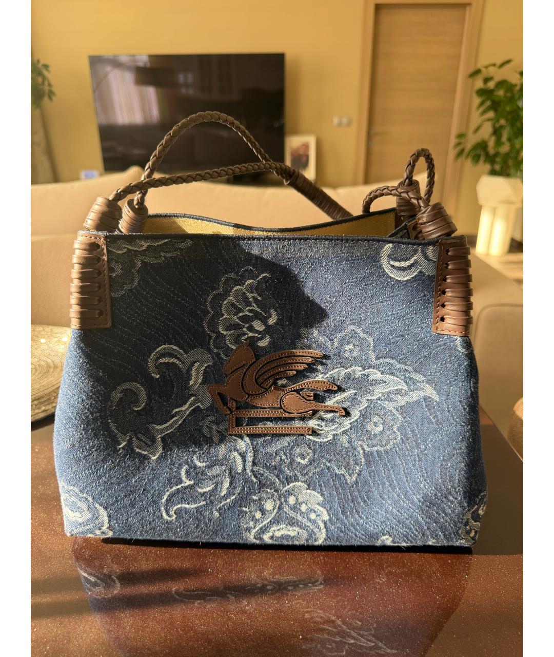 ETRO Синяя деним сумка тоут, фото 3