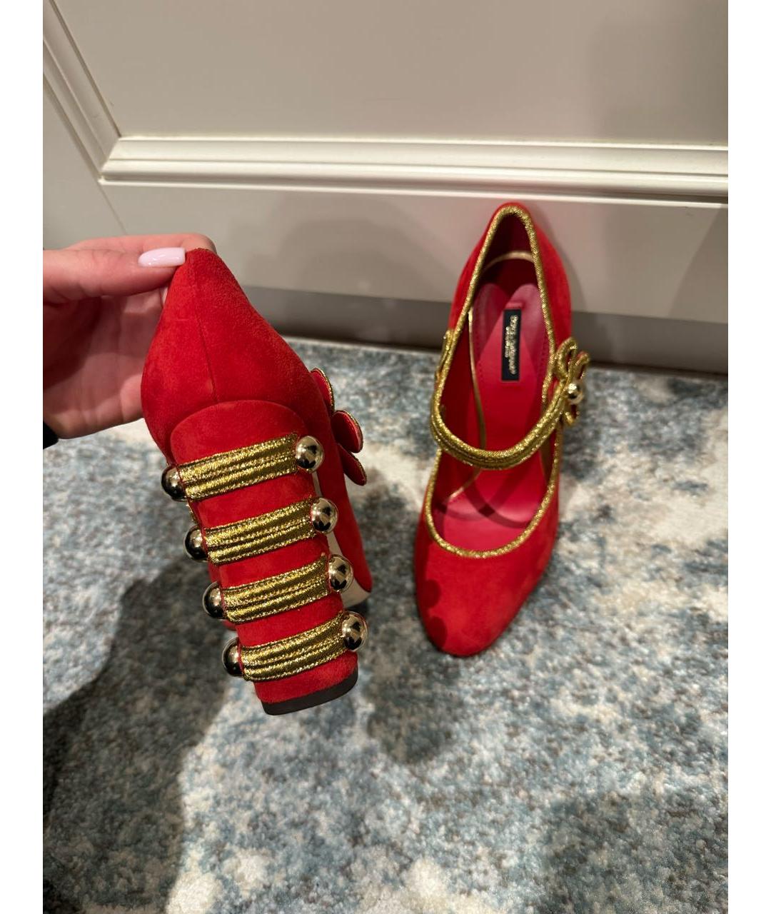 DOLCE&GABBANA Красные замшевые туфли, фото 4