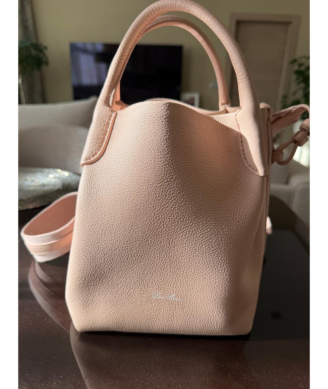 LORO PIANA Розовая кожаная сумка тоут, фото 3