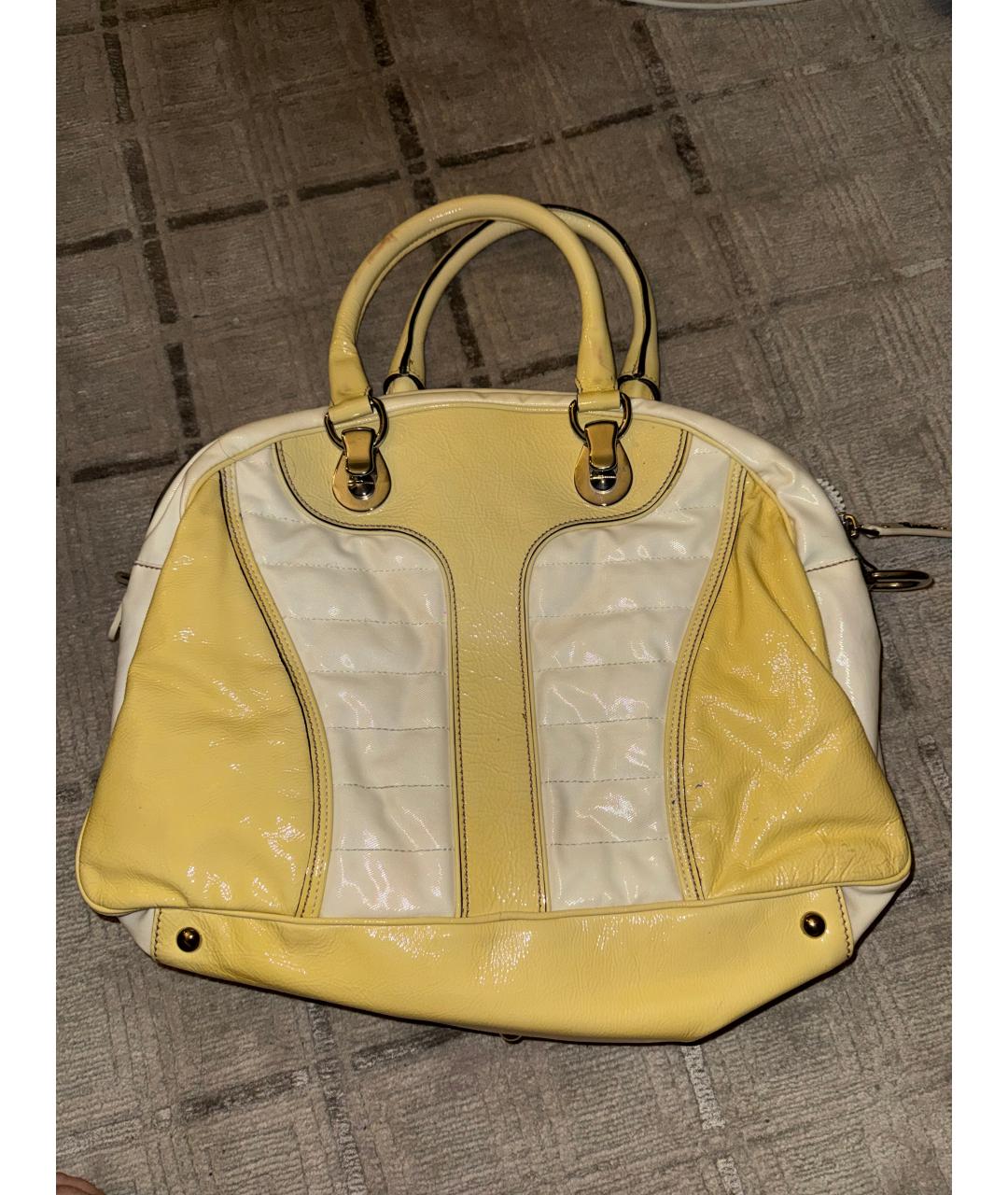 GUCCI Желтая сумка с короткими ручками из лакированной кожи, фото 2