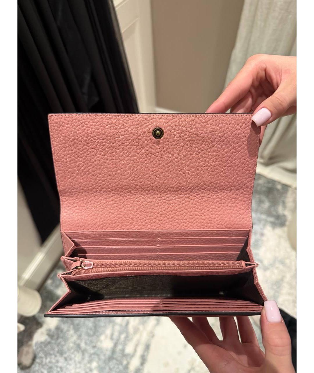 GUCCI Розовый кожаный кошелек, фото 4