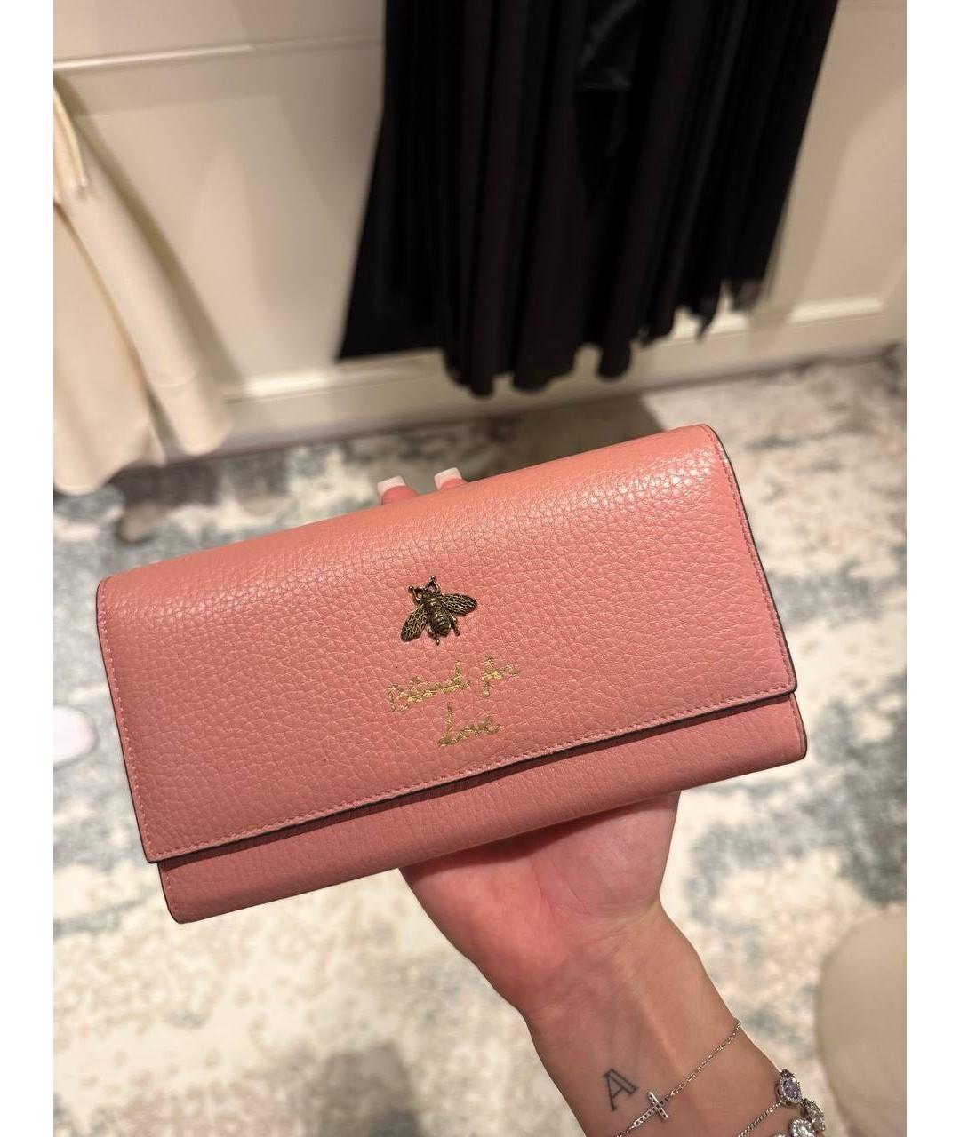GUCCI Розовый кожаный кошелек, фото 5