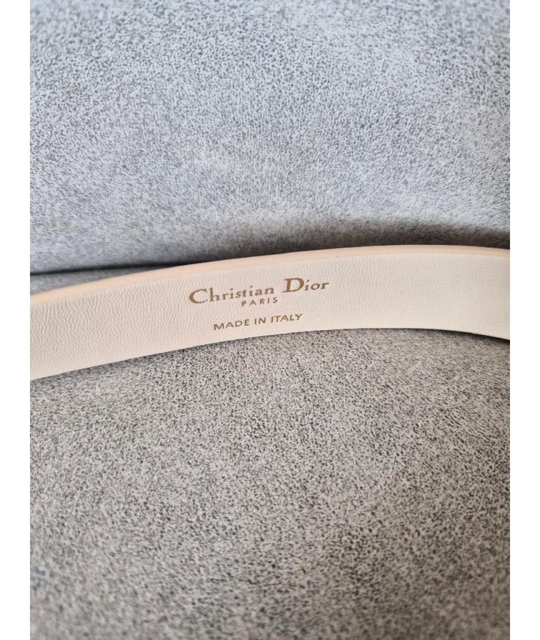 CHRISTIAN DIOR Белый кожаный ремень, фото 4