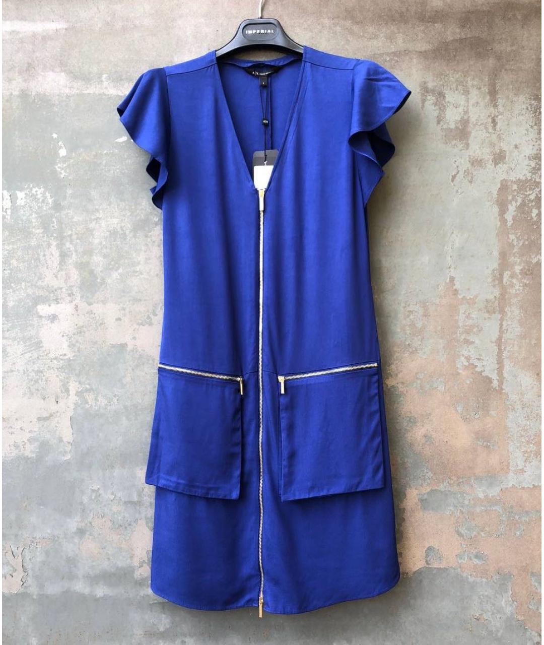 ARMANI EXCHANGE Синее вискозное повседневное платье, фото 9