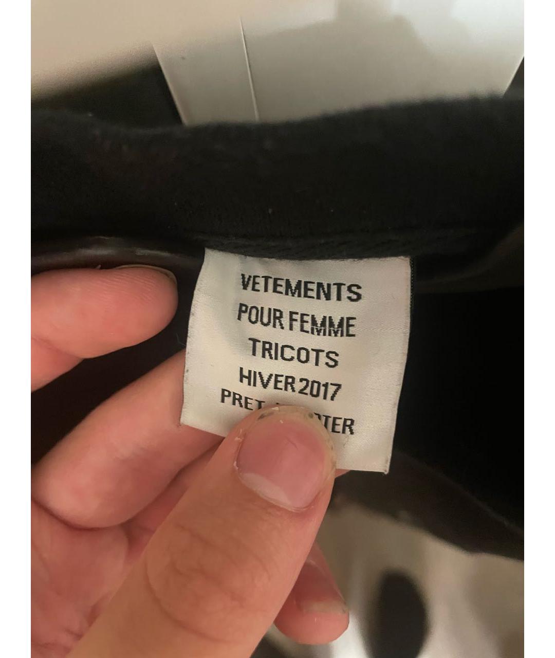 VETEMENTS Черная хлопковая футболка, фото 3