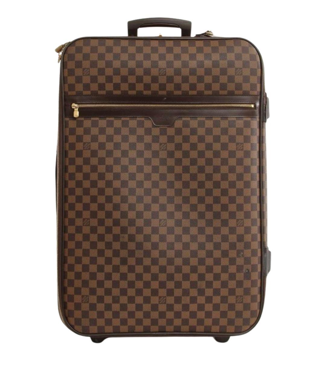 LOUIS VUITTON Коричневый кожаный чемодан, фото 1
