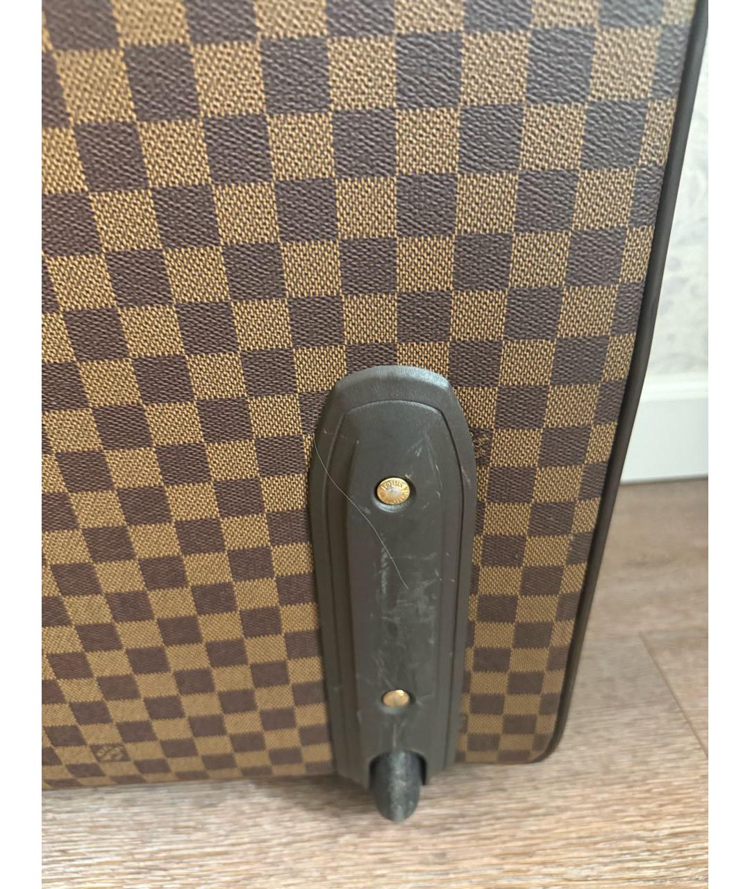 LOUIS VUITTON Коричневый кожаный чемодан, фото 5