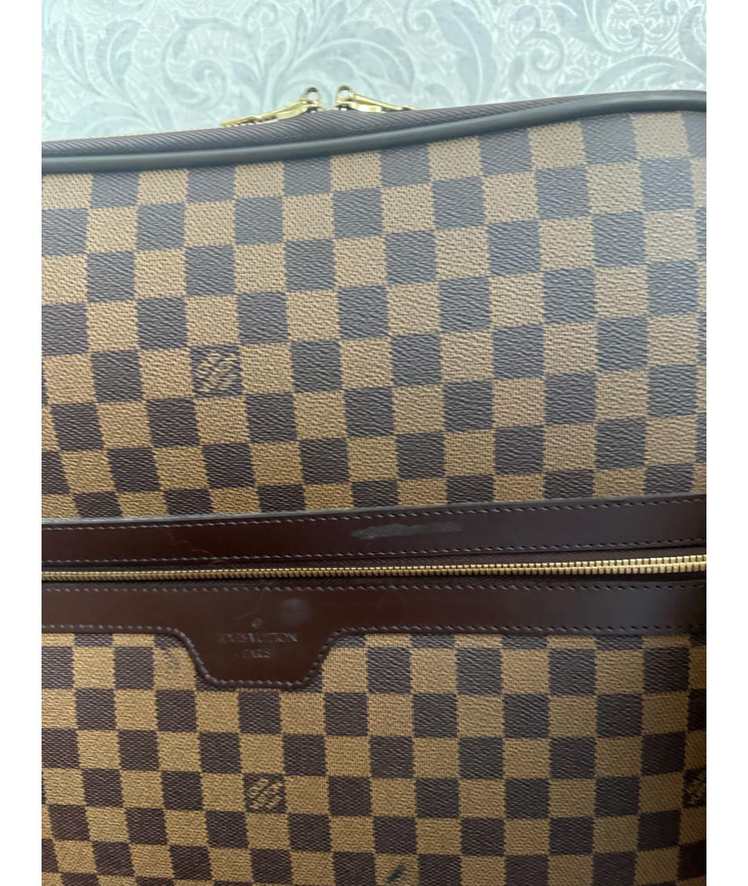 LOUIS VUITTON Коричневый кожаный чемодан, фото 4