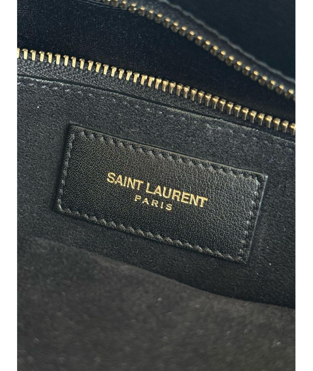 SAINT LAURENT Черная кожаная сумка тоут, фото 7