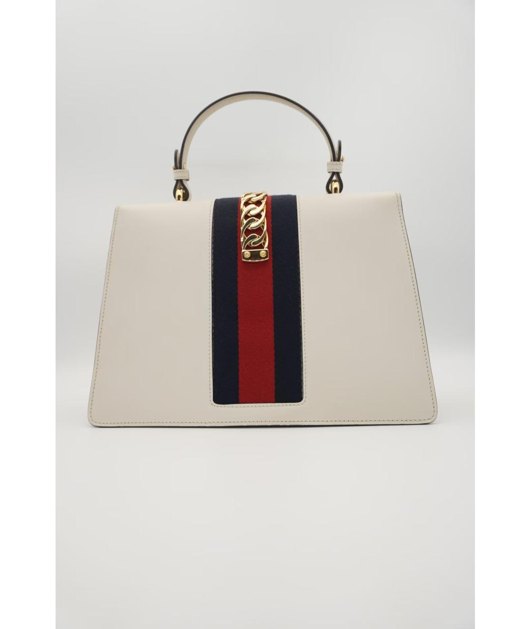 GUCCI Белая кожаная сумка с короткими ручками, фото 3