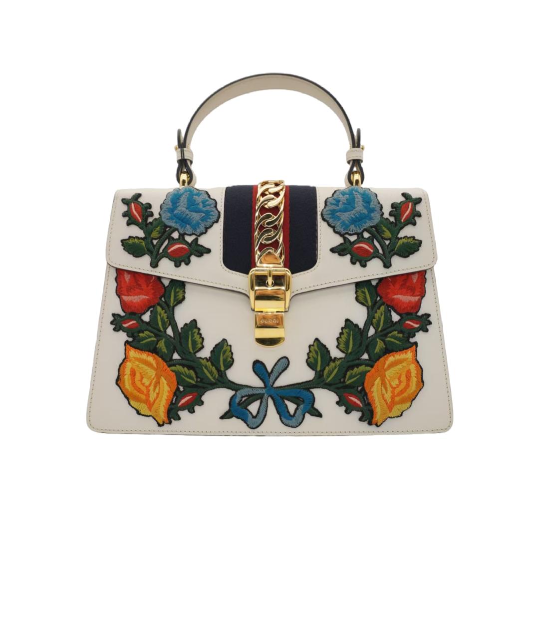GUCCI Белая кожаная сумка с короткими ручками, фото 5