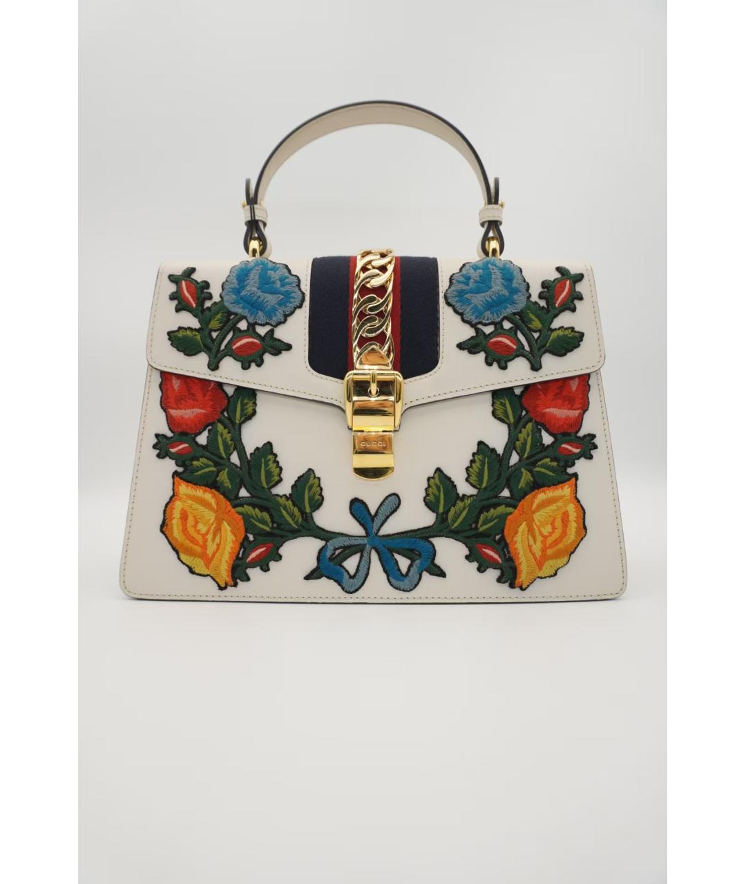 GUCCI Белая кожаная сумка с короткими ручками, фото 2
