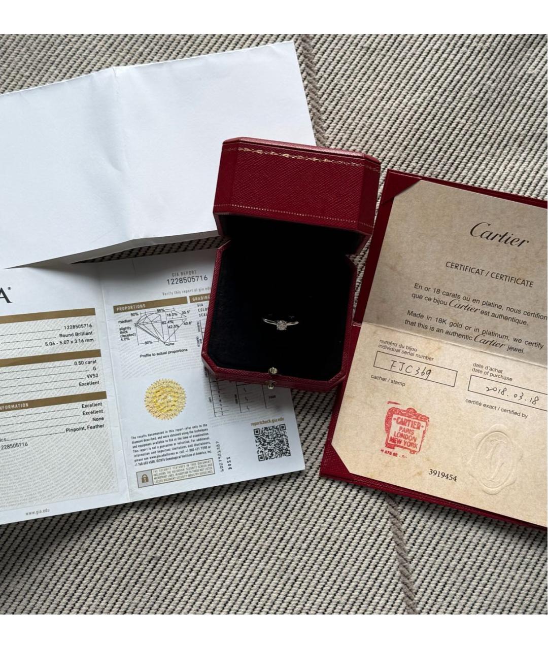 CARTIER Белое платиновое кольцо, фото 3