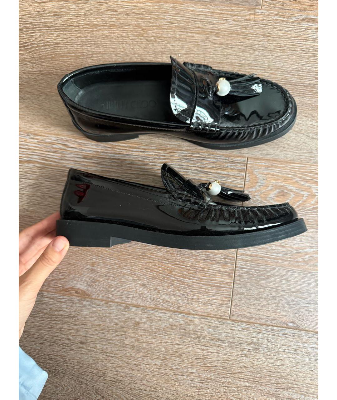 JIMMY CHOO Черные лоферы из лакированной кожи, фото 3