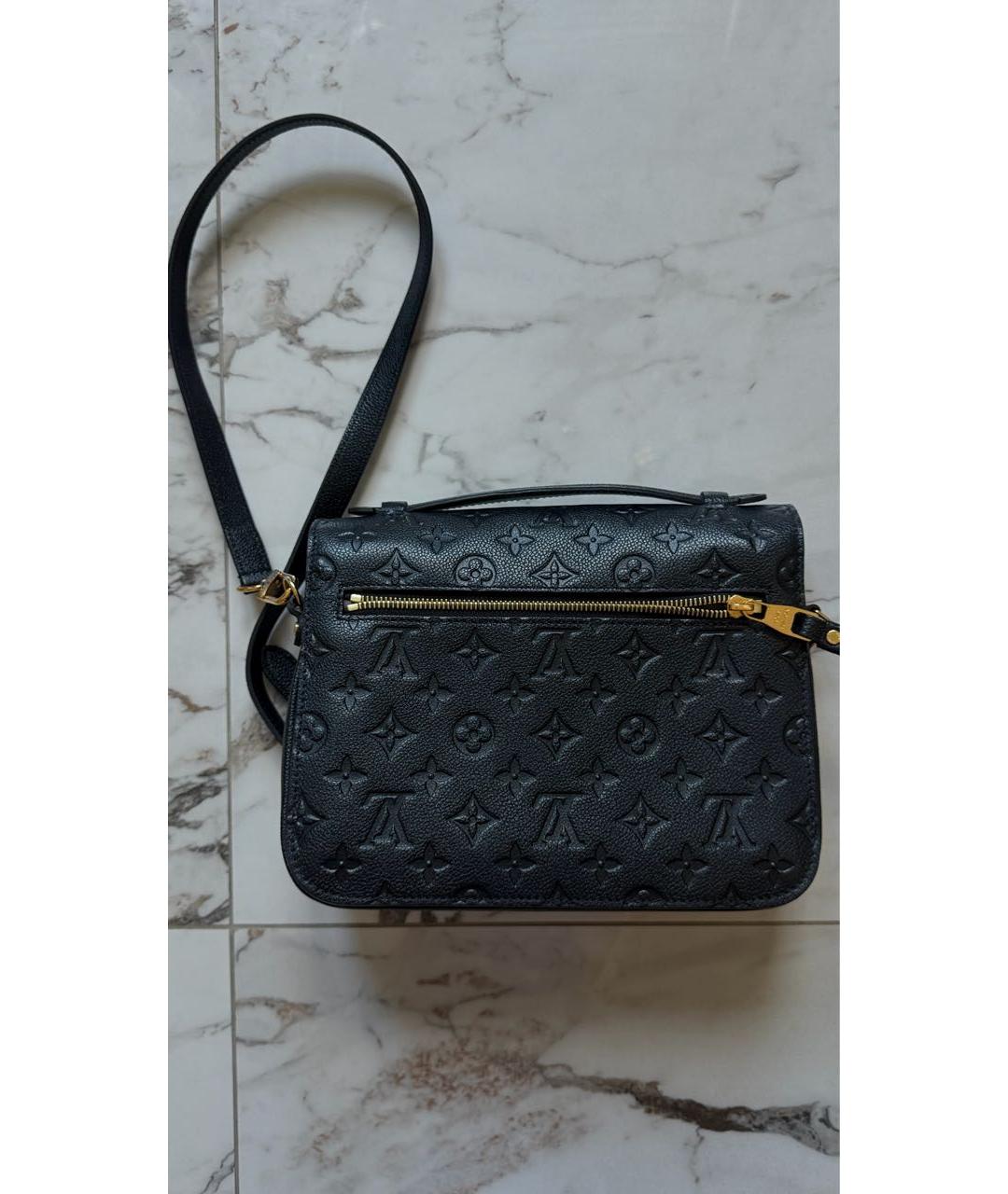 LOUIS VUITTON Черная кожаная сумка через плечо, фото 3
