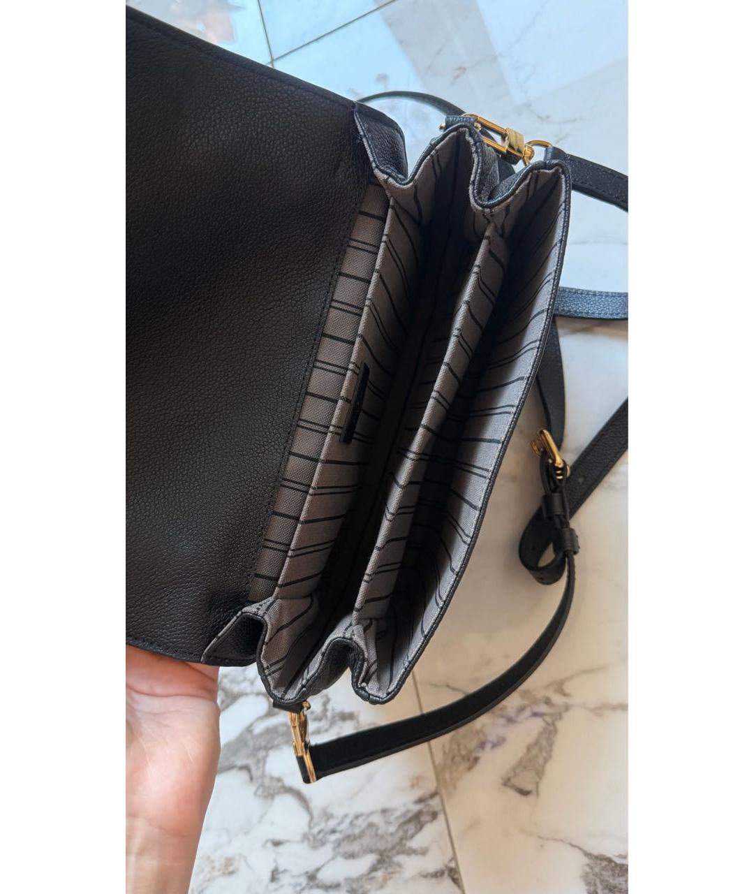 LOUIS VUITTON Черная кожаная сумка через плечо, фото 4