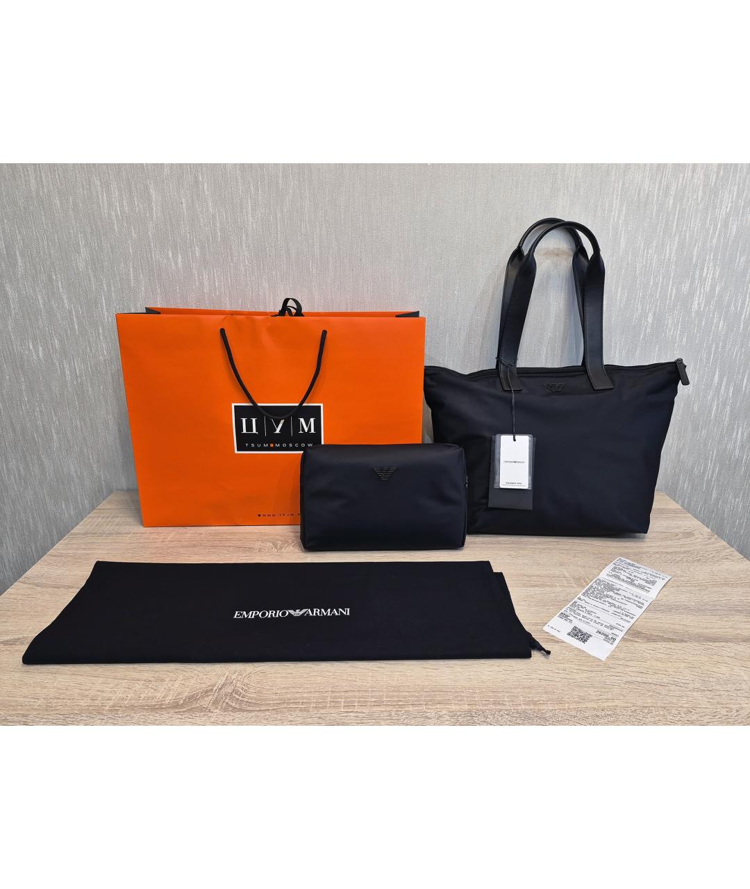 EMPORIO ARMANI Черная нейлоновая сумка тоут, фото 2