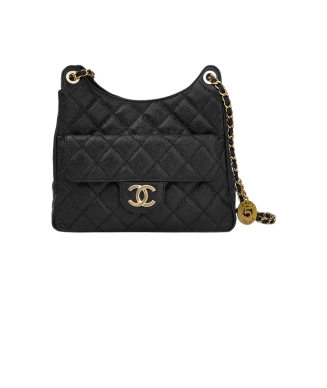CHANEL Черная кожаная сумка через плечо, фото 6