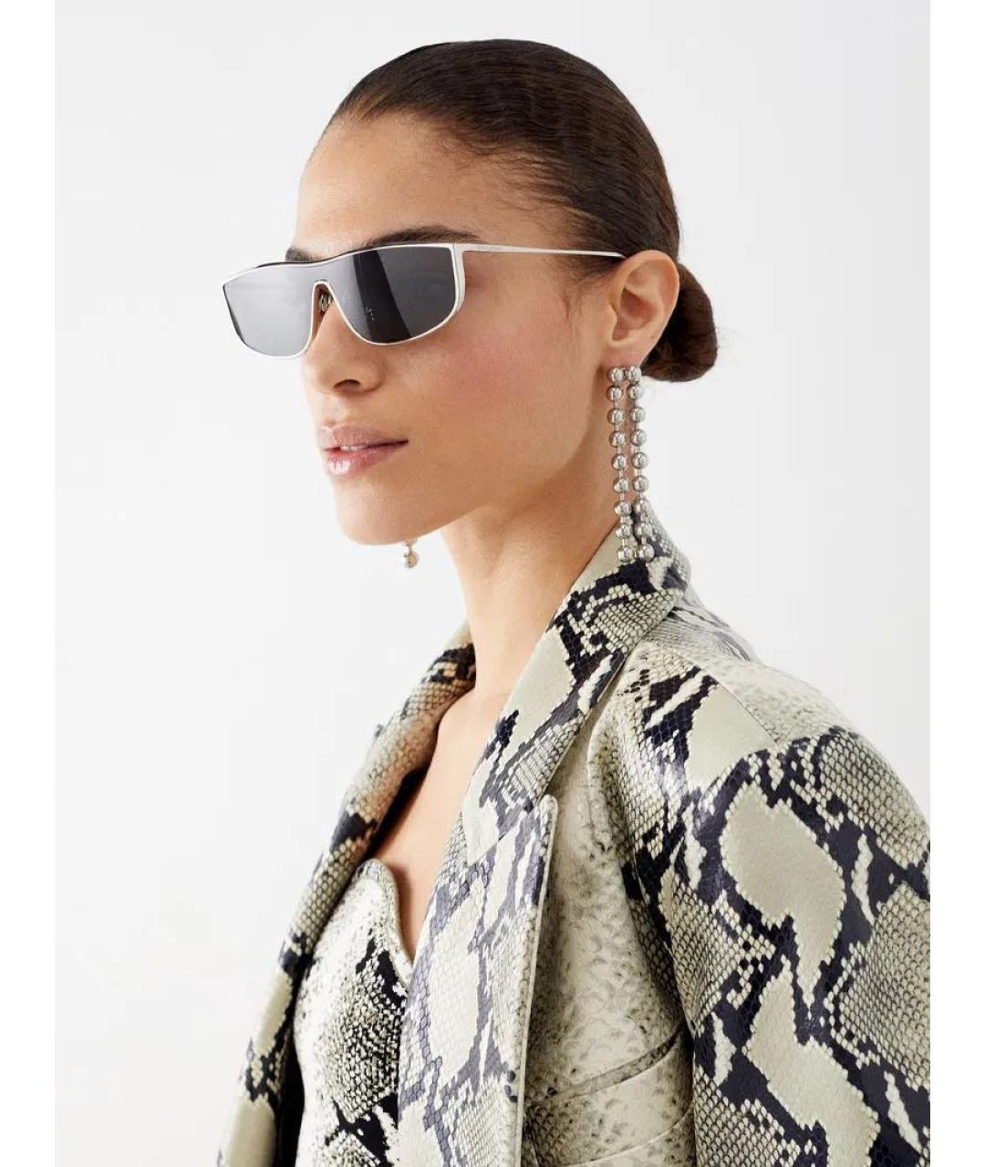 SAINT LAURENT Серые металлические солнцезащитные очки, фото 3