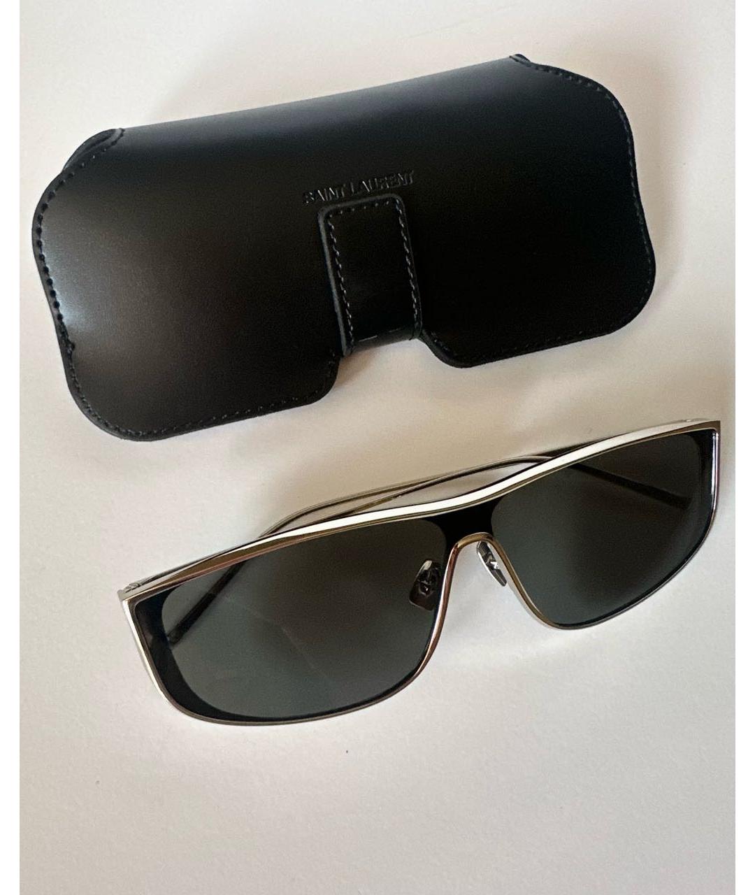 SAINT LAURENT Серые металлические солнцезащитные очки, фото 5