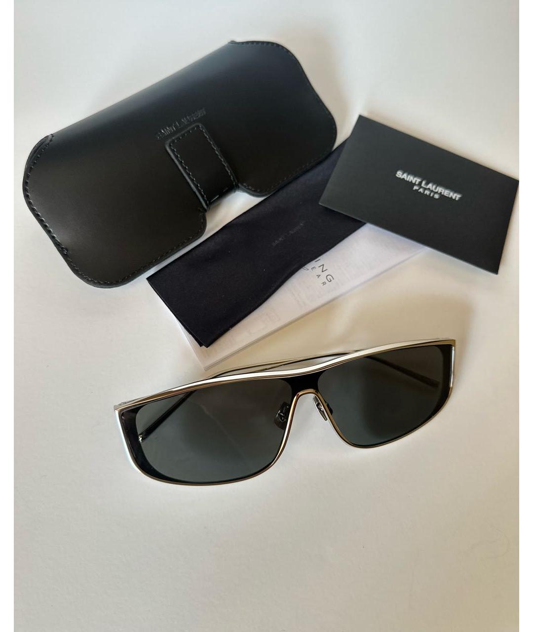 SAINT LAURENT Серые металлические солнцезащитные очки, фото 4