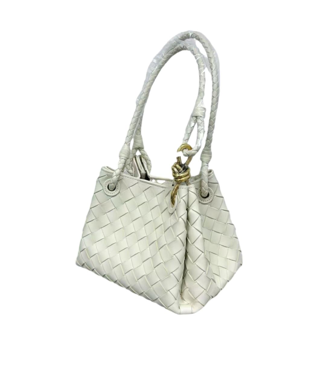 BOTTEGA VENETA Белая кожаная сумка с короткими ручками, фото 2