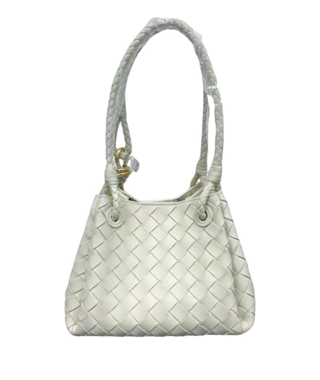 BOTTEGA VENETA Белая кожаная сумка с короткими ручками, фото 1
