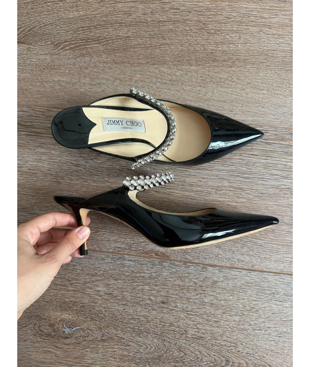 JIMMY CHOO Черные туфли из лакированной кожи, фото 5