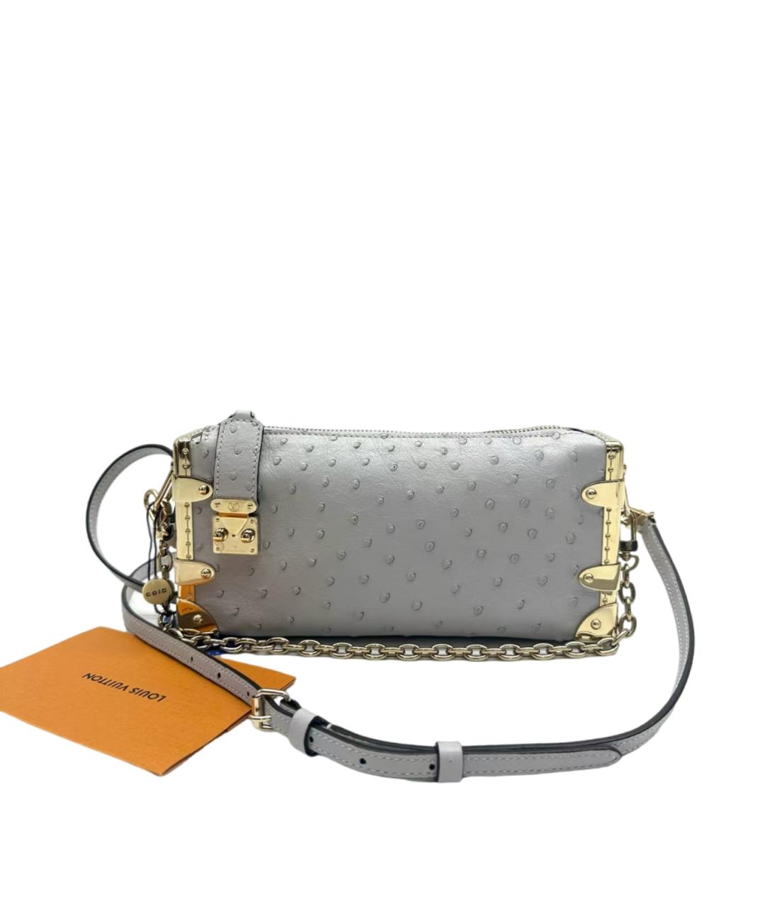 LOUIS VUITTON Серая сумка через плечо из кожи страуса, фото 4