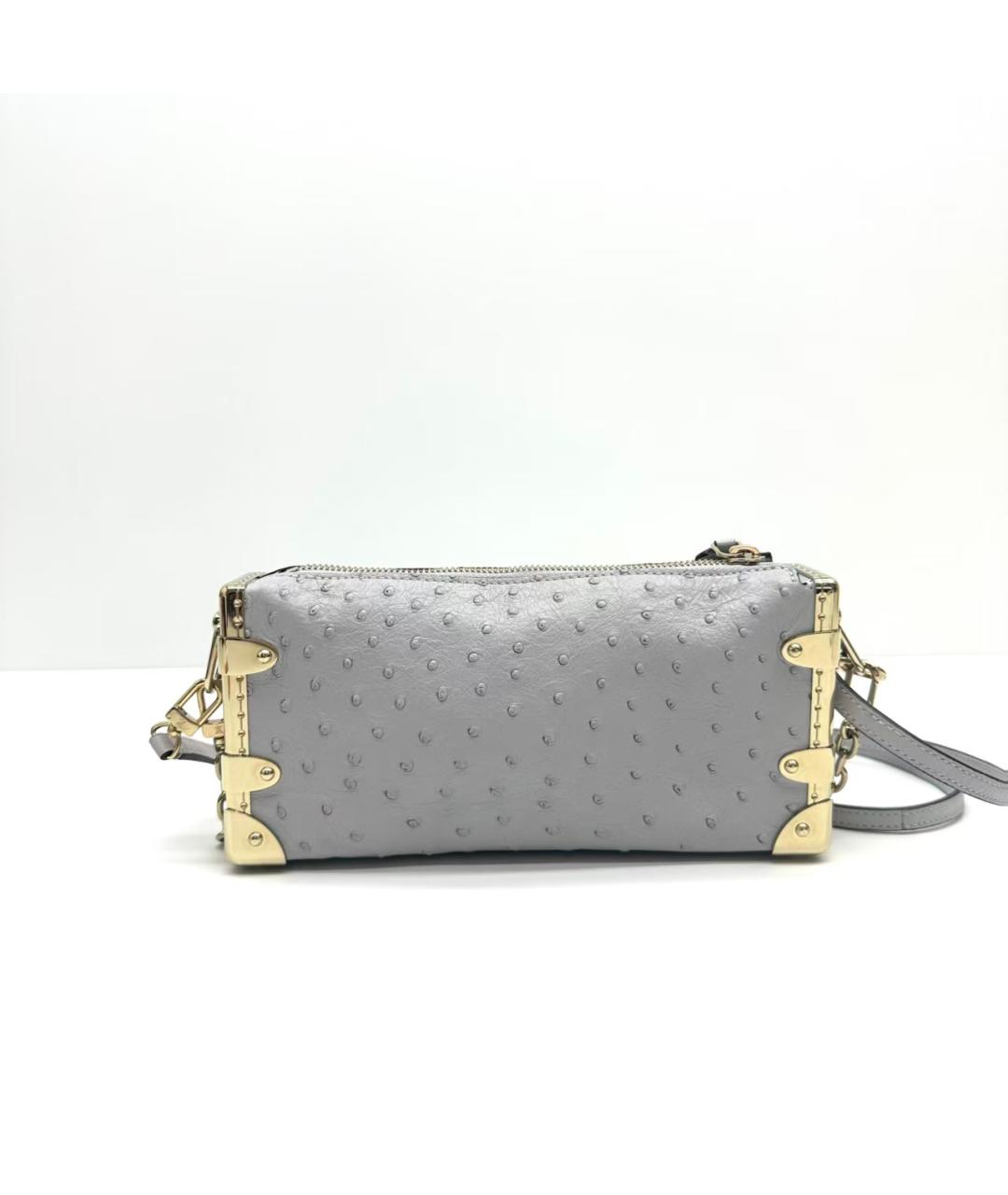 LOUIS VUITTON Серая сумка через плечо из кожи страуса, фото 3