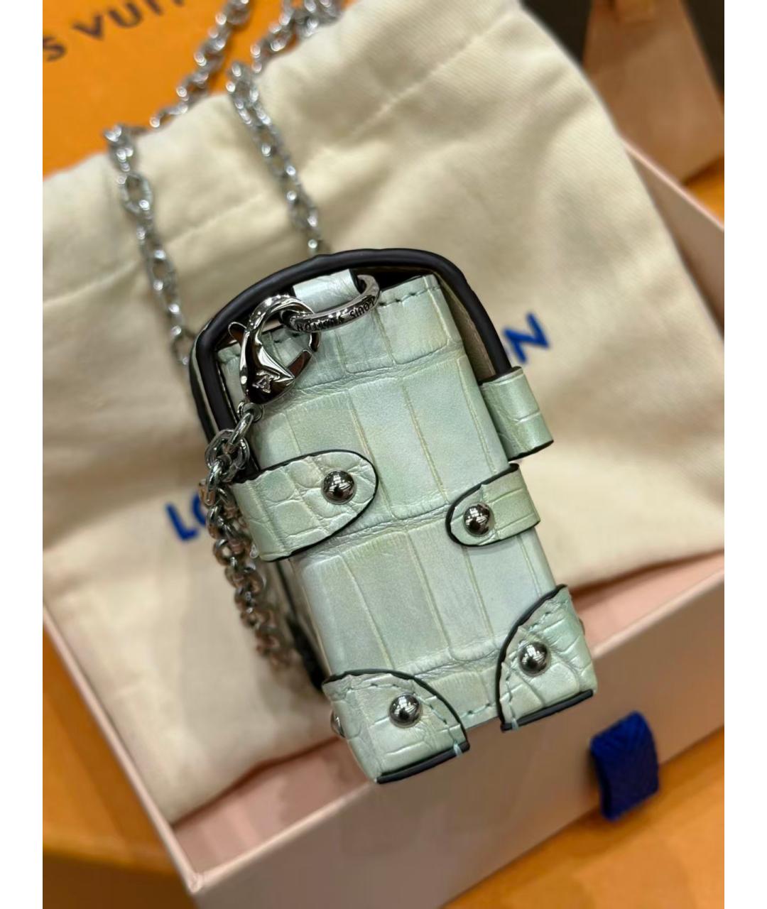 LOUIS VUITTON Бирюзовая сумка через плечо из кожи крокодила, фото 3