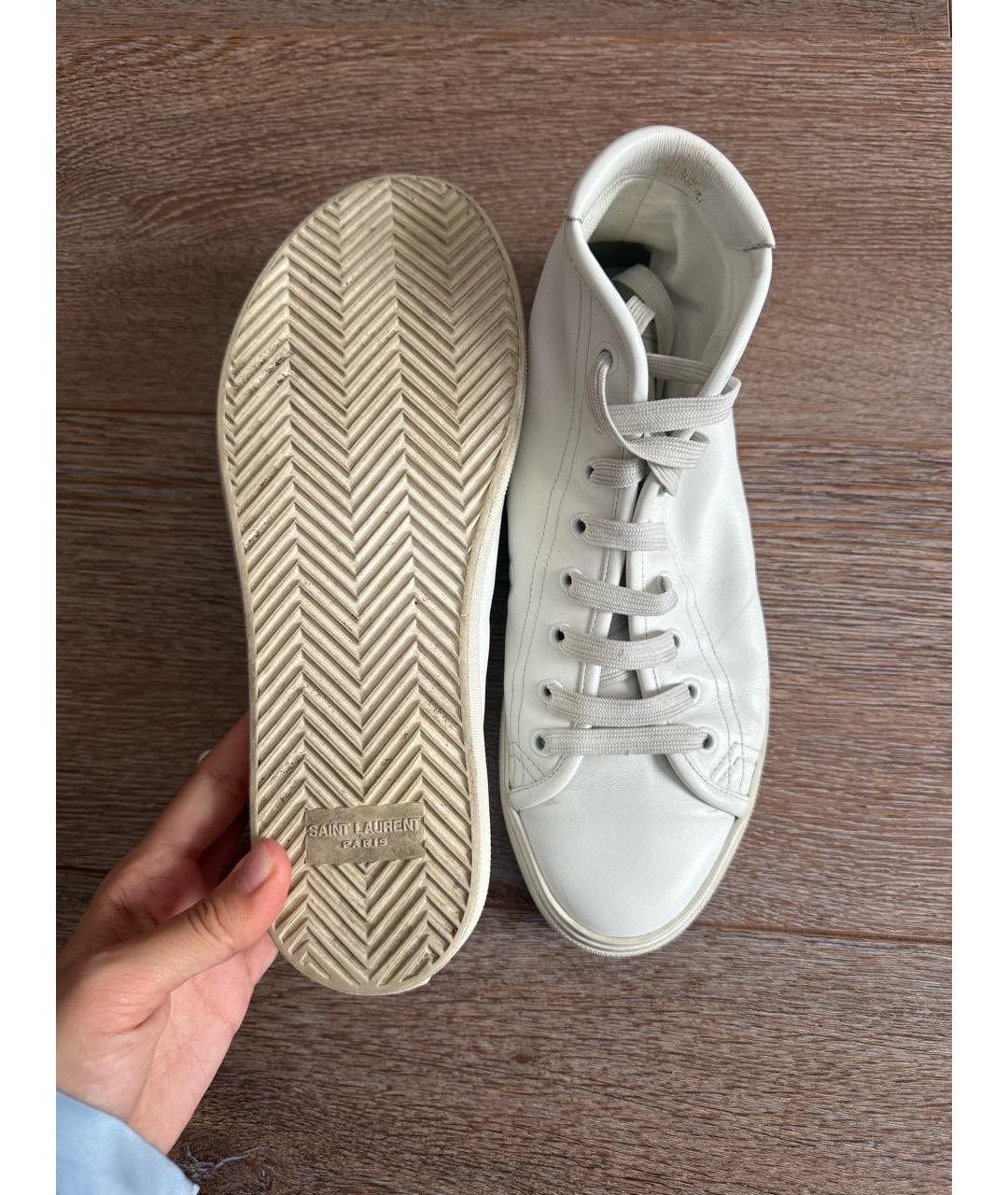 SAINT LAURENT Белые кожаные кеды, фото 3