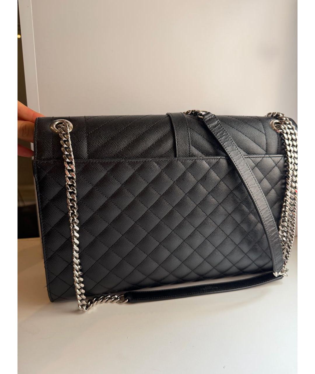 SAINT LAURENT Черная кожаная сумка тоут, фото 4