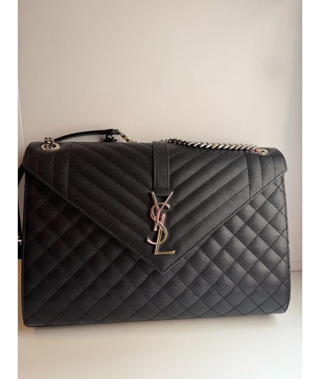SAINT LAURENT Черная кожаная сумка тоут, фото 7