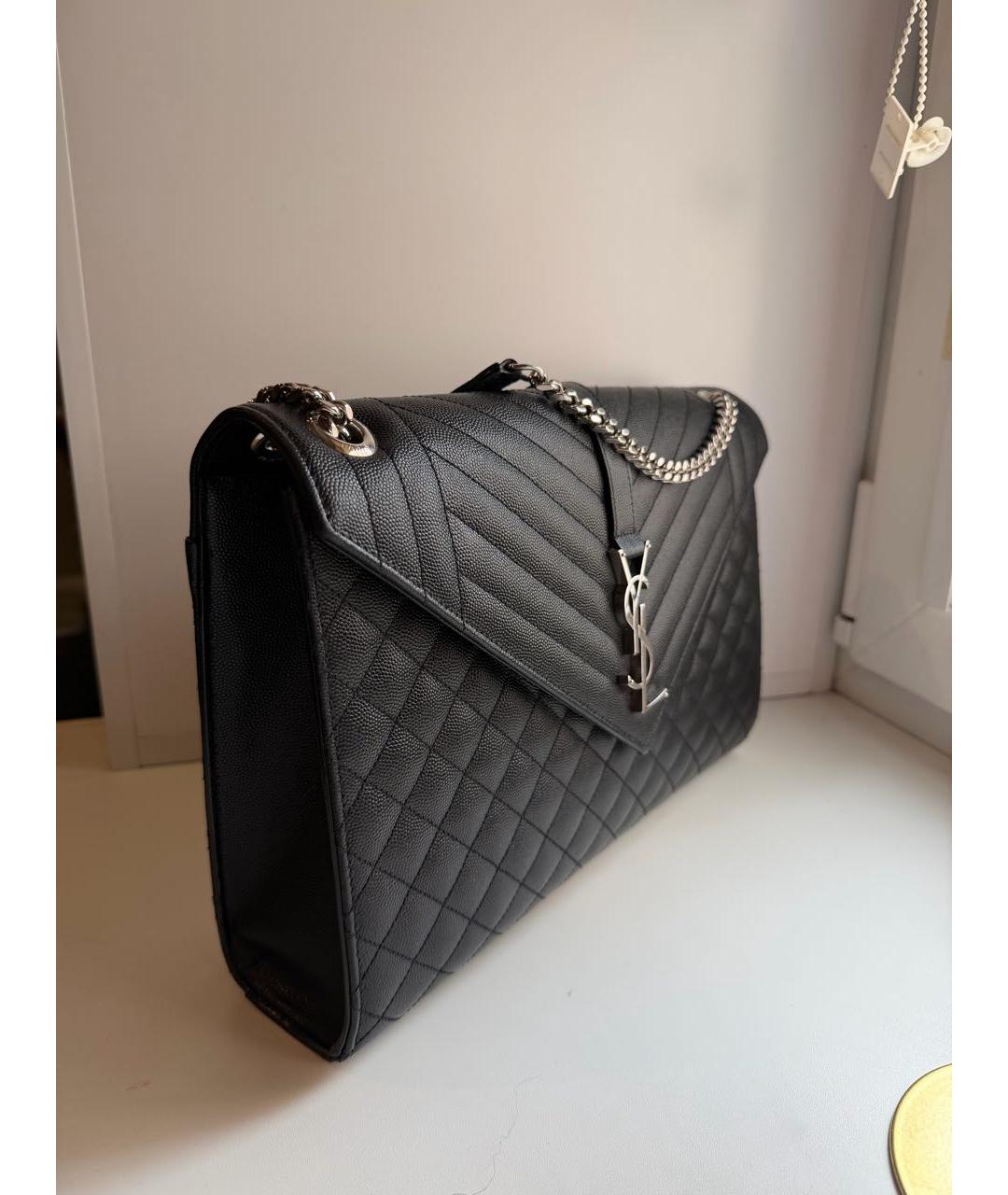 SAINT LAURENT Черная кожаная сумка тоут, фото 3