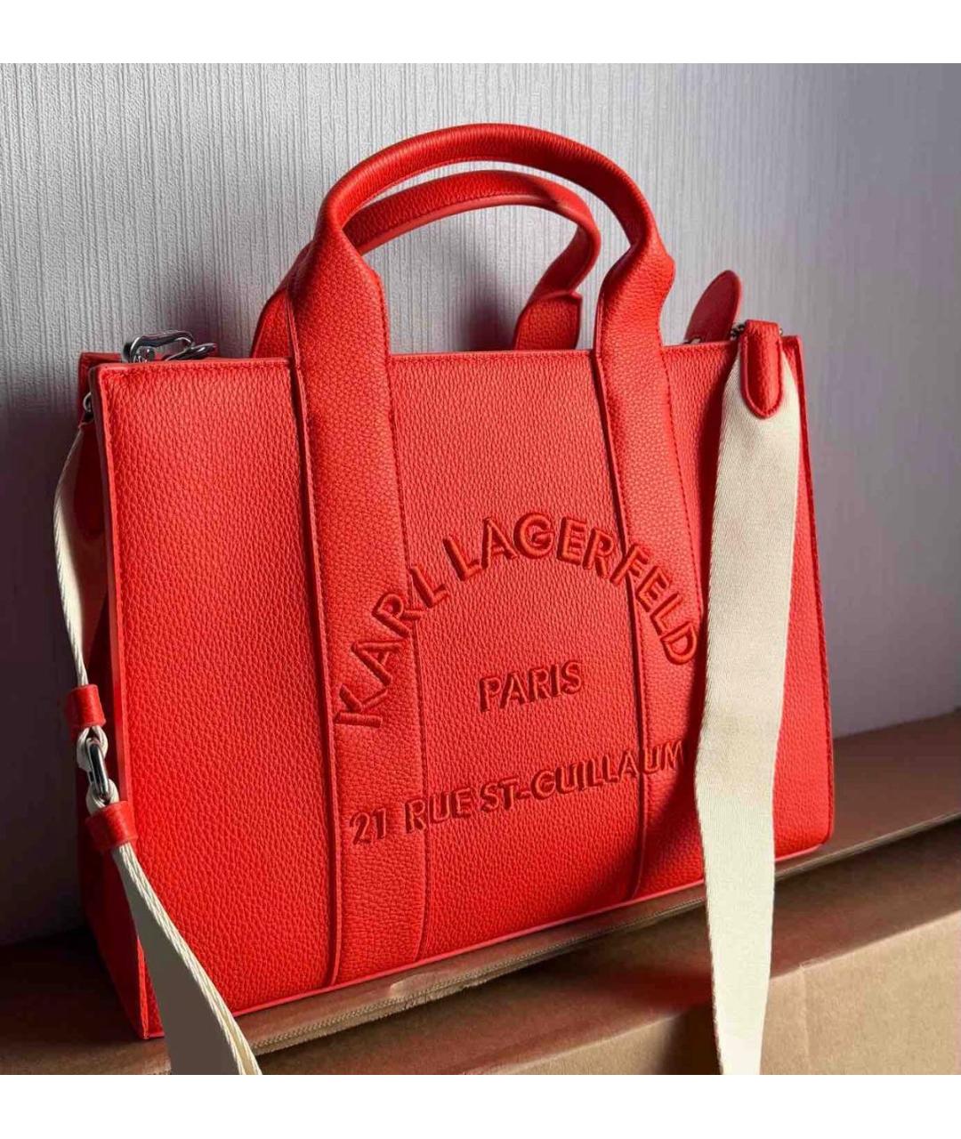 KARL LAGERFELD Красная сумка с короткими ручками из искусственной кожи, фото 7