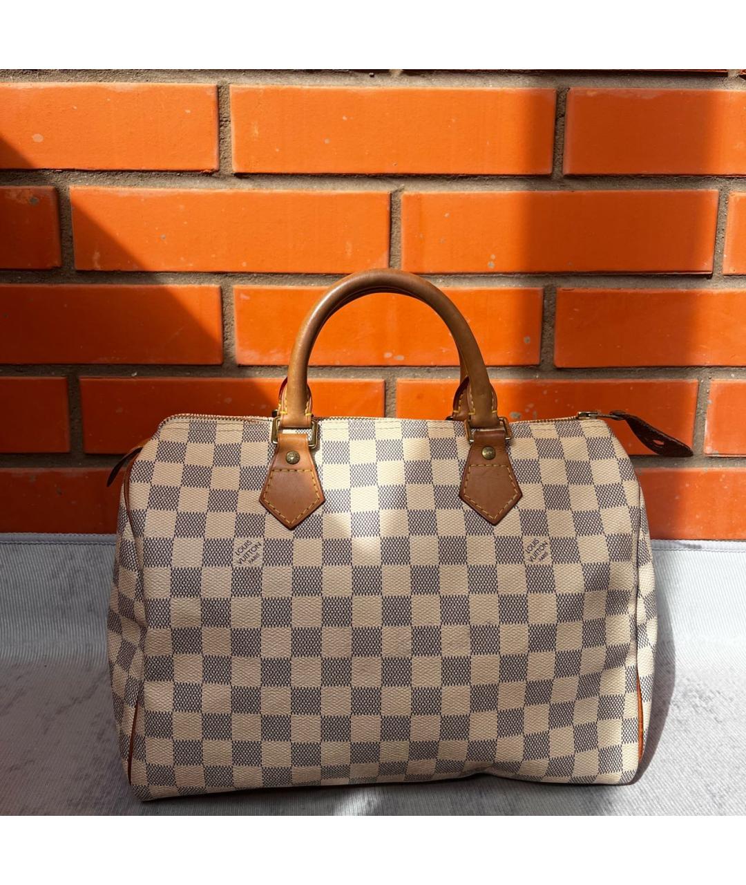 LOUIS VUITTON Белая сумка с короткими ручками из канвы, фото 7