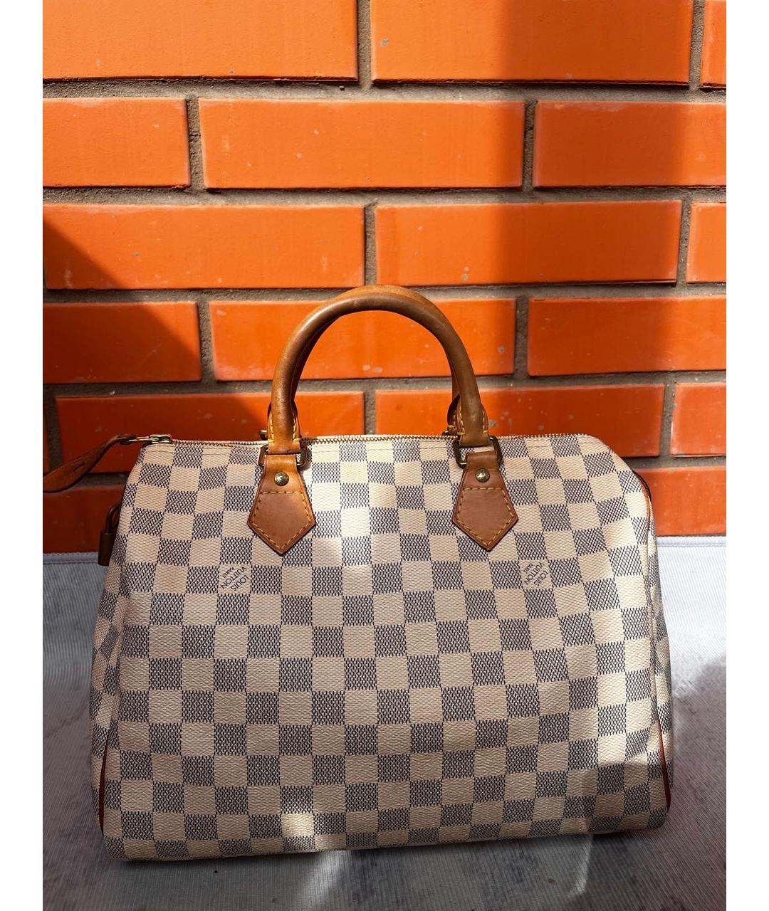 LOUIS VUITTON Белая сумка с короткими ручками из канвы, фото 2