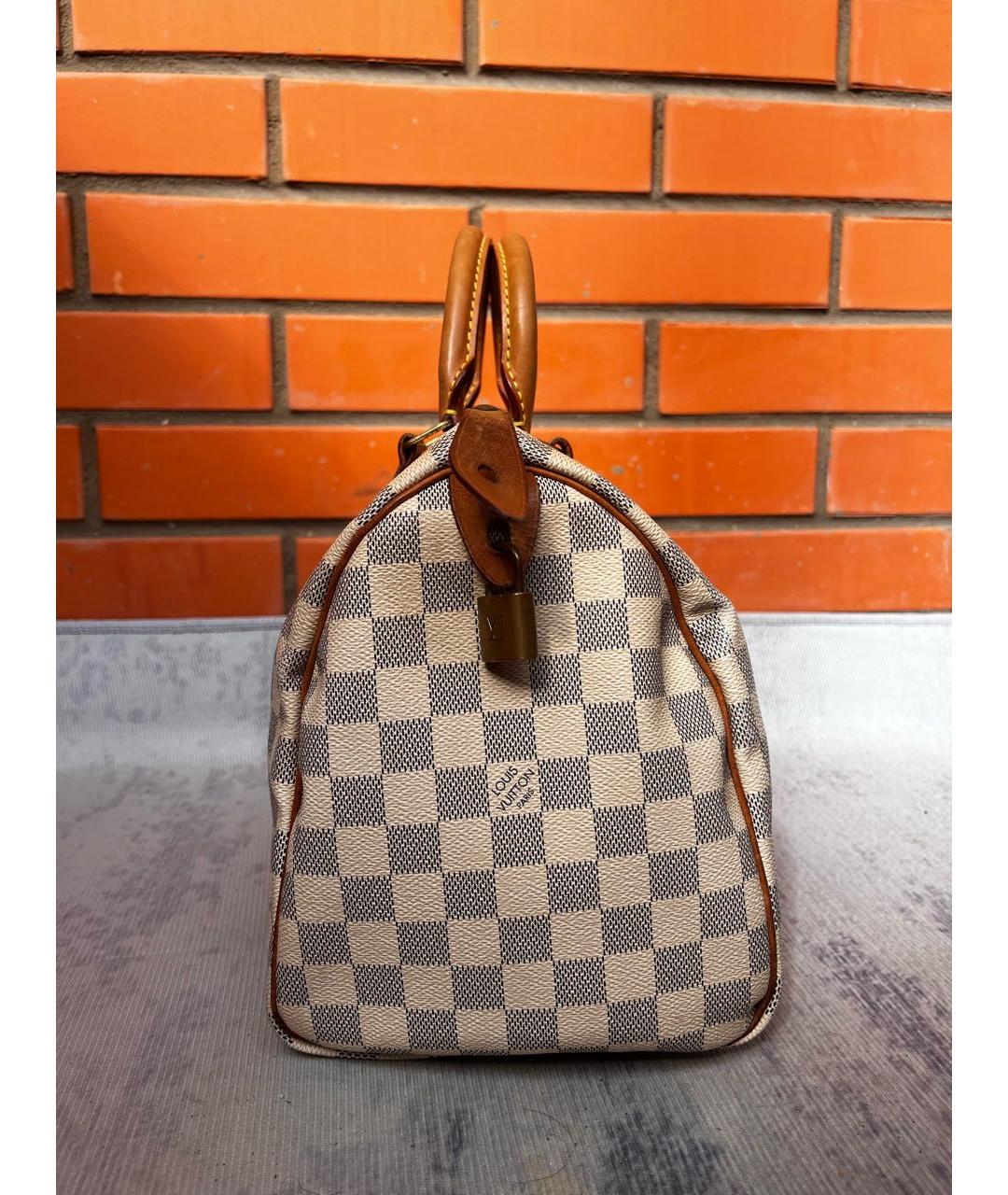 LOUIS VUITTON Белая сумка с короткими ручками из канвы, фото 3