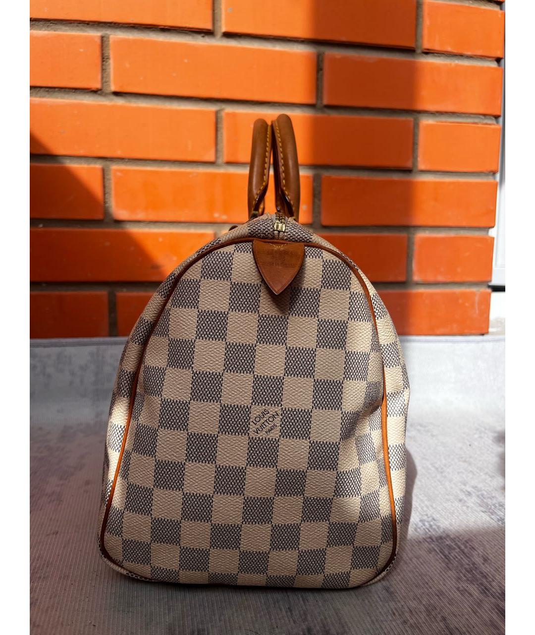 LOUIS VUITTON Белая сумка с короткими ручками из канвы, фото 4