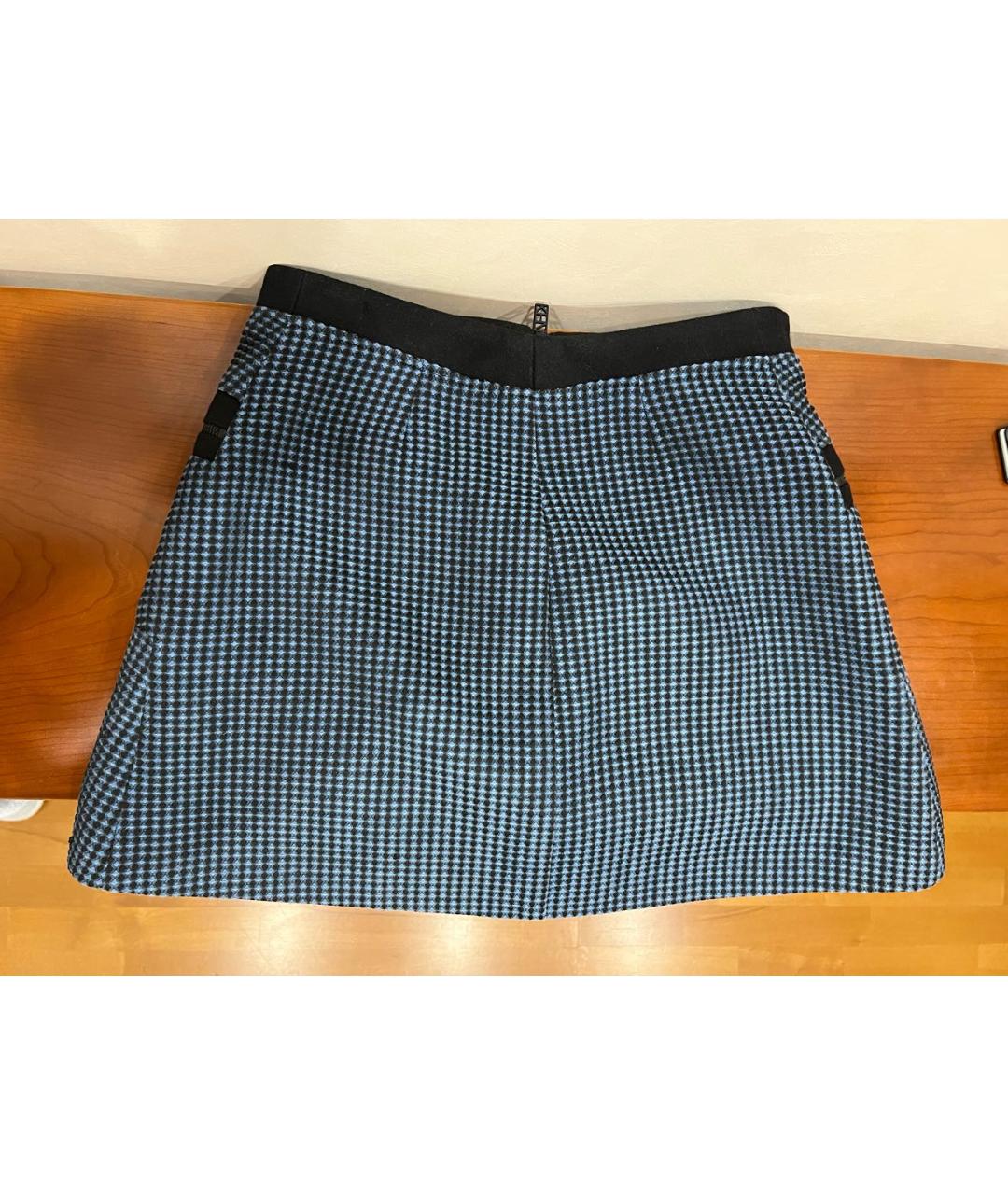 KENZO Темно-синяя полиэстеровая юбка мини, фото 2