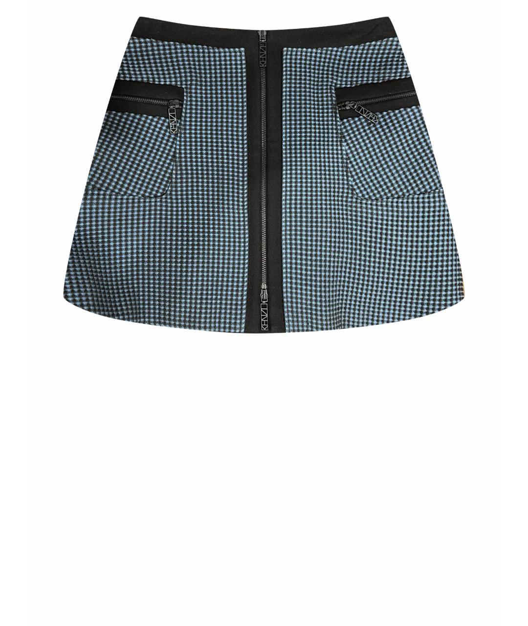 KENZO Темно-синяя полиэстеровая юбка мини, фото 1