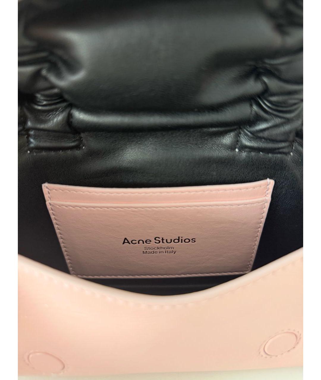 ACNE STUDIOS Розовая кожаная сумка с короткими ручками, фото 4