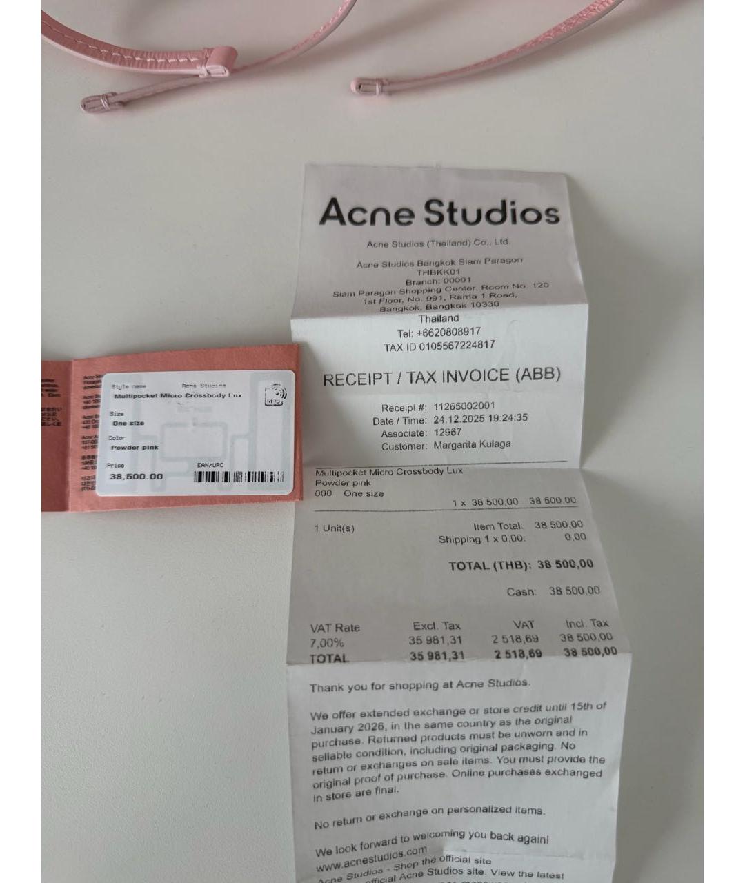 ACNE STUDIOS Розовая кожаная сумка с короткими ручками, фото 8