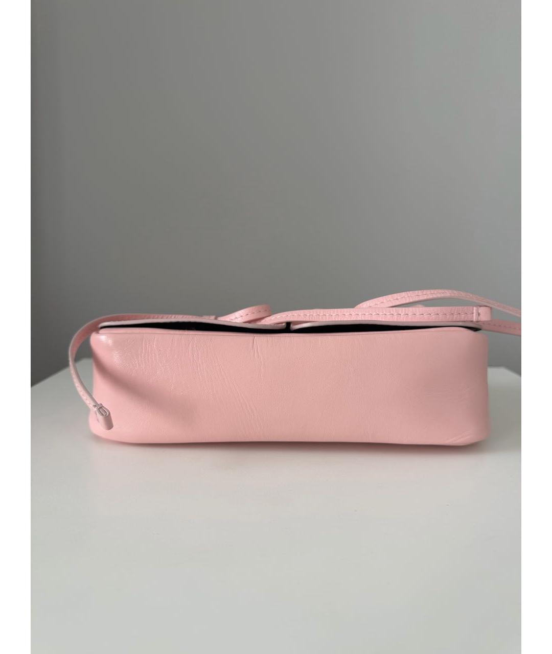 ACNE STUDIOS Розовая кожаная сумка с короткими ручками, фото 7